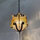Brutalist glass and iron hanging lamp, 1970s