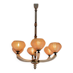 Lustre vénitien en verre - rose