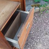 Storage cabinet locker with old wooden curtain