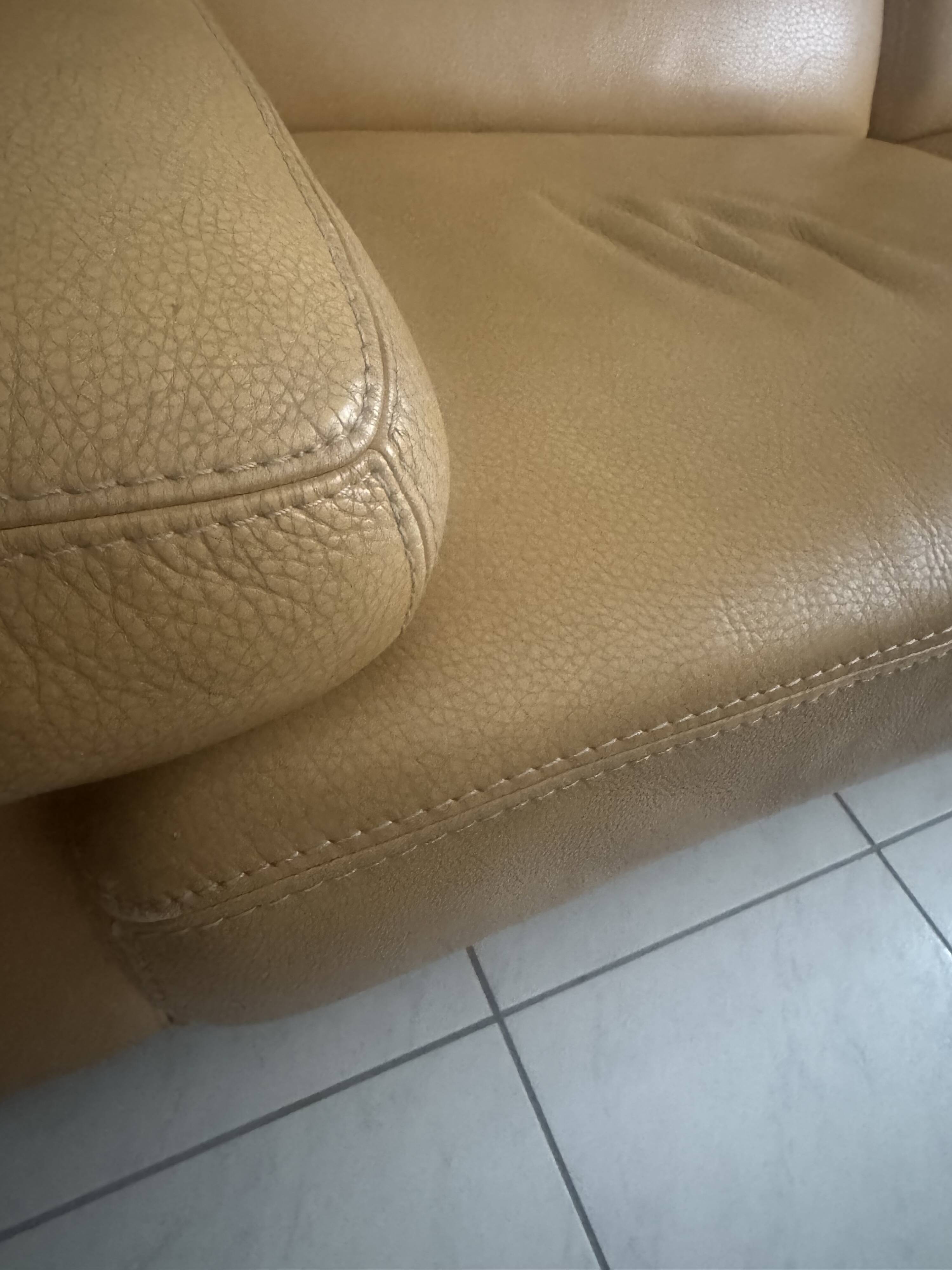 Roche Bobois beige leather sofa bed - Good condition