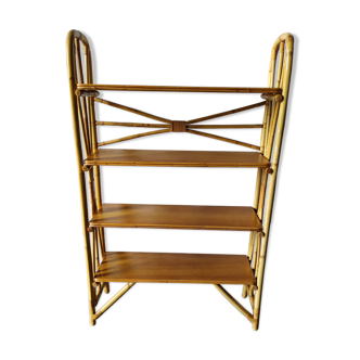 Rattan and wood shelf