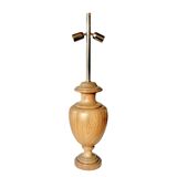 Large vintage lamp base in solid wood and chrome metal