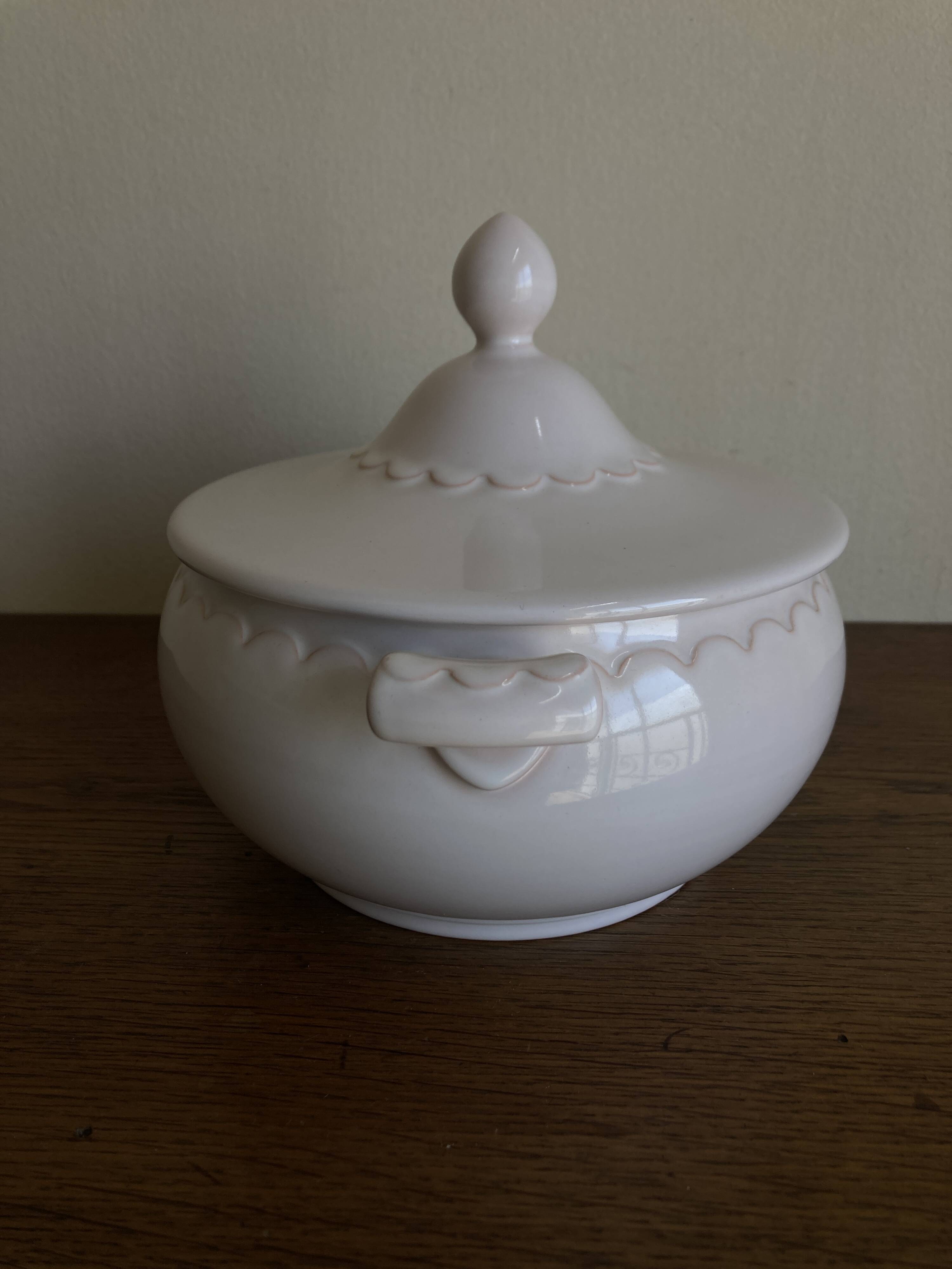 Neo-classical soup tureen Festons Pierre Motton Gien earthenware 1970