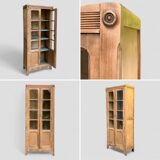 Parisian glass cabinet in raw wood, 1940