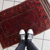 Handmade vintage Afghan Baluch rug 63cm x 109cm 1950s - 1С1169