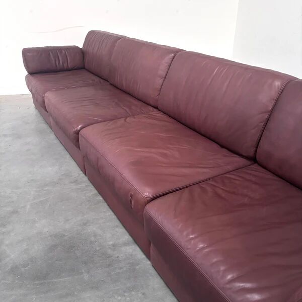 Brown leather modular sofa by De Sede; DS76, 1970s (straight)