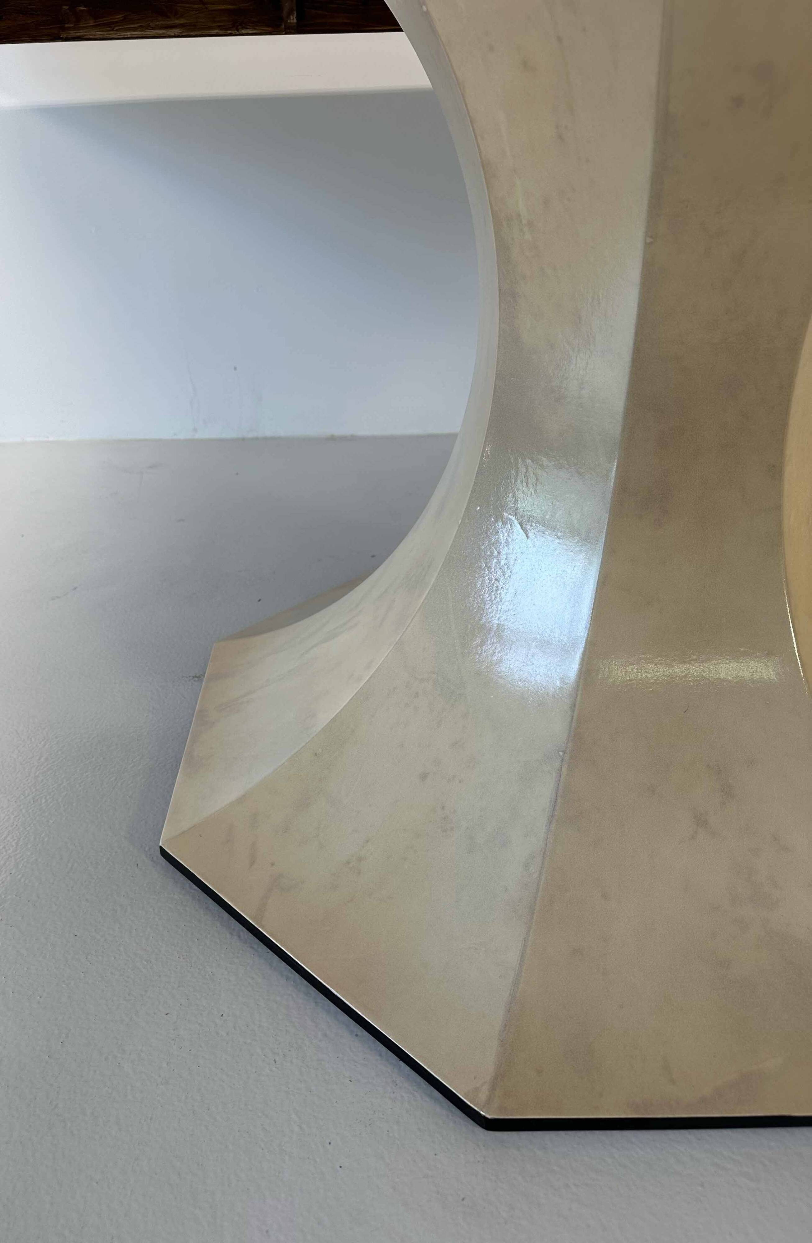 Italian Art Deco Style Square Parchment and Black Lacquer Table, 1980s