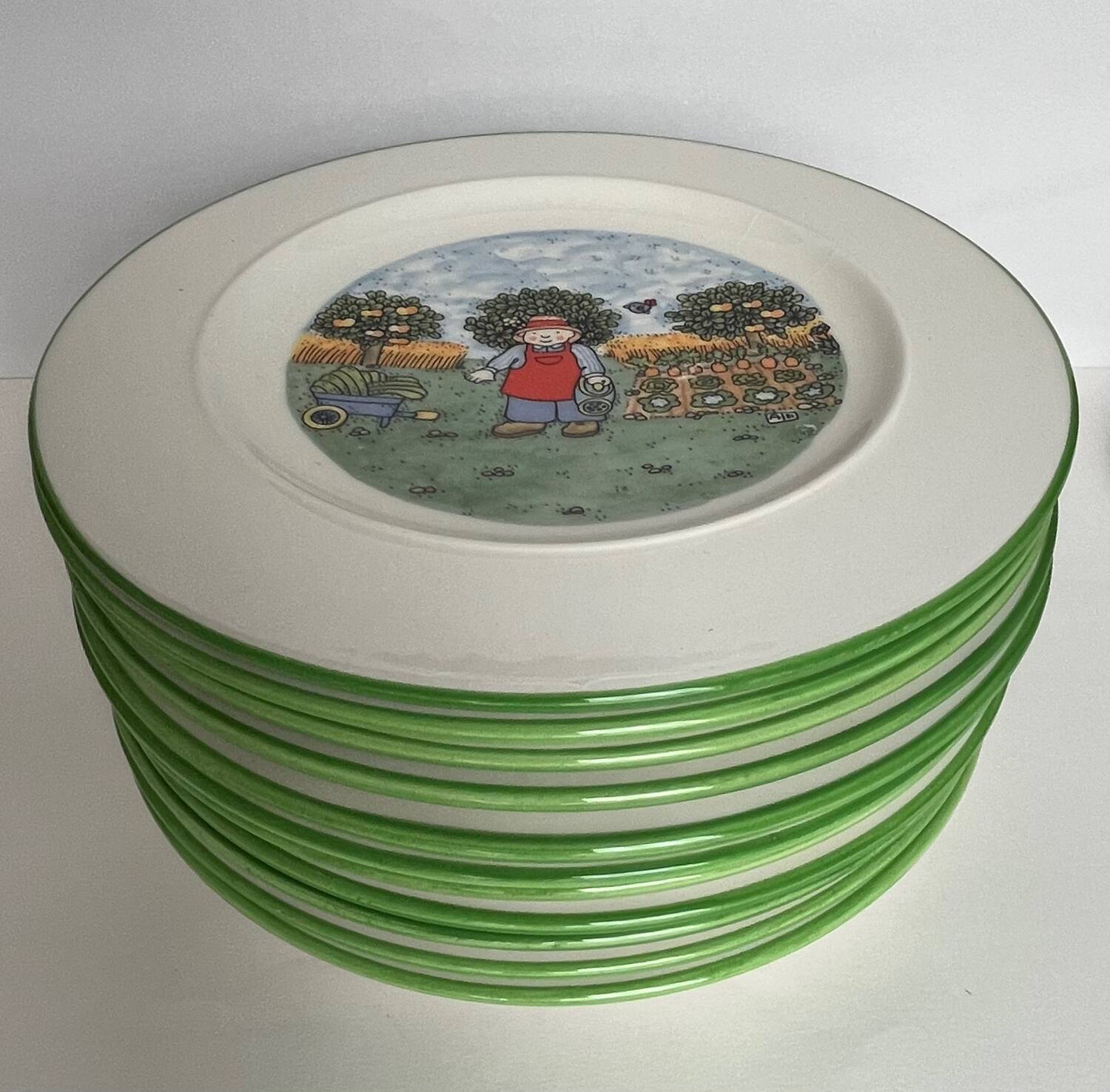 12 assiettes à dessert Tiffany modèle jardinier