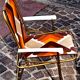 Pair of folding camping chairs, vintage seventies fabric, Lafuma