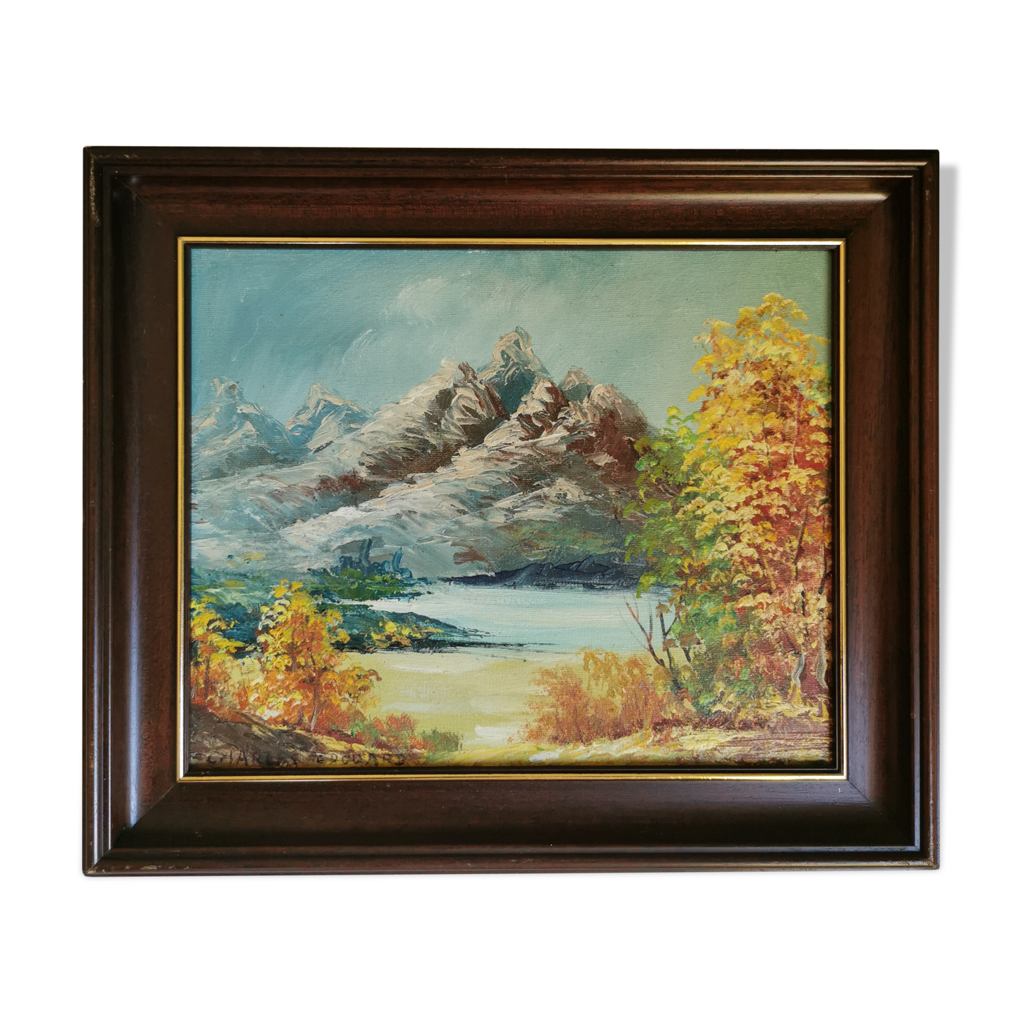 Mountain landscape signed Oil on canvas