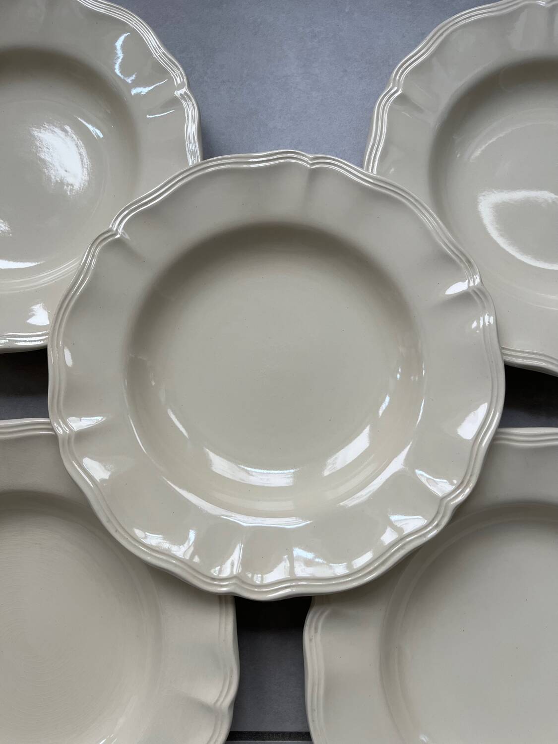 Ivory fluted deep plates Sarreguemines