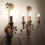 Polychrome beech wood sconces. Spain 1900