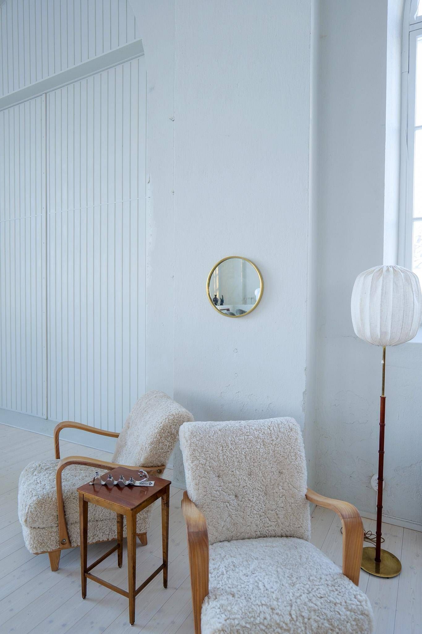 Modern brass mirror from the mid-century by Glasmäster in Markaryd, Sweden, 1960s.