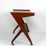 Desserte roulante en teck, Mid-century Modern, Italie, circa 1950