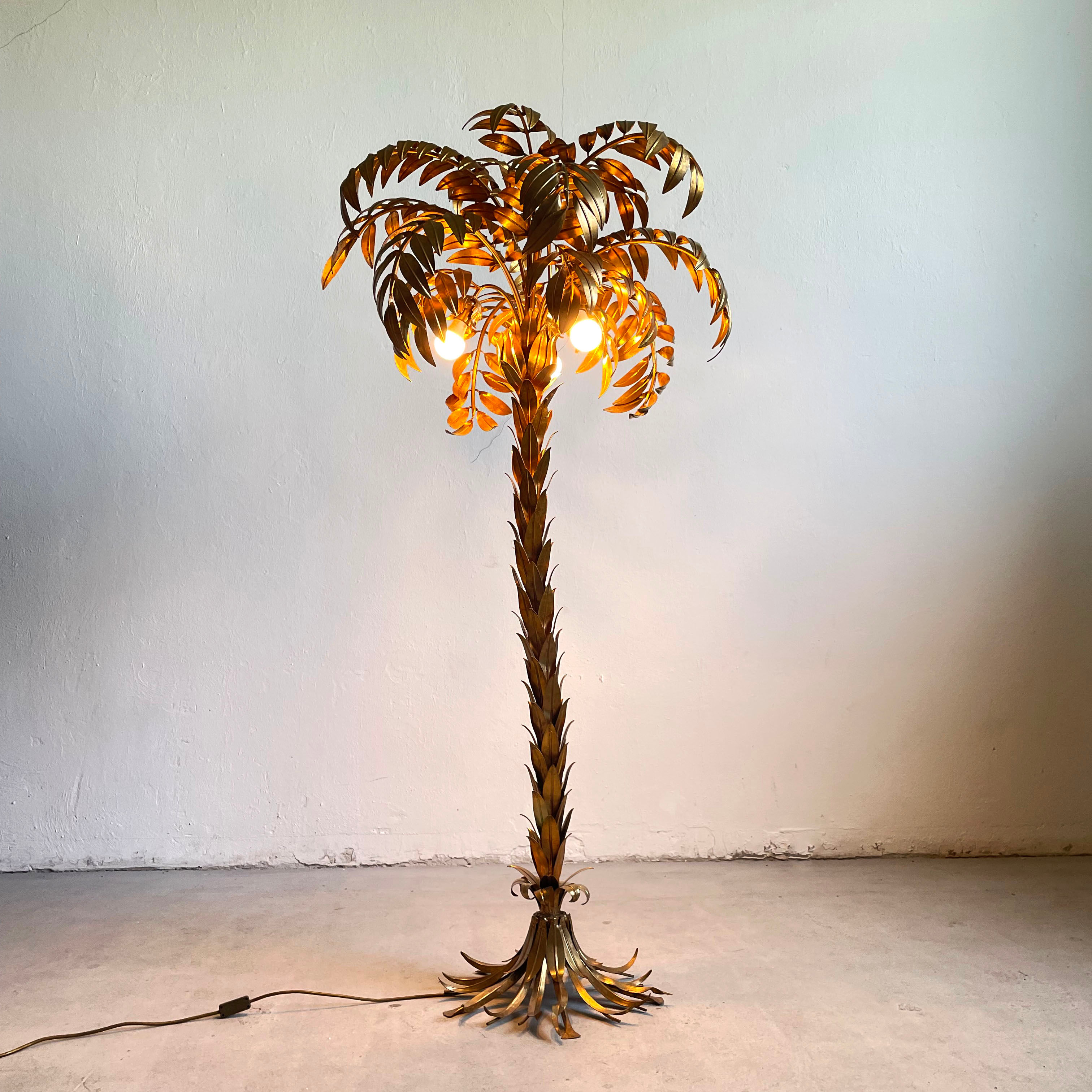Large Hollywood Regency Palm-Tree Floor Lamp by Hans Kögl, Germany 1970s