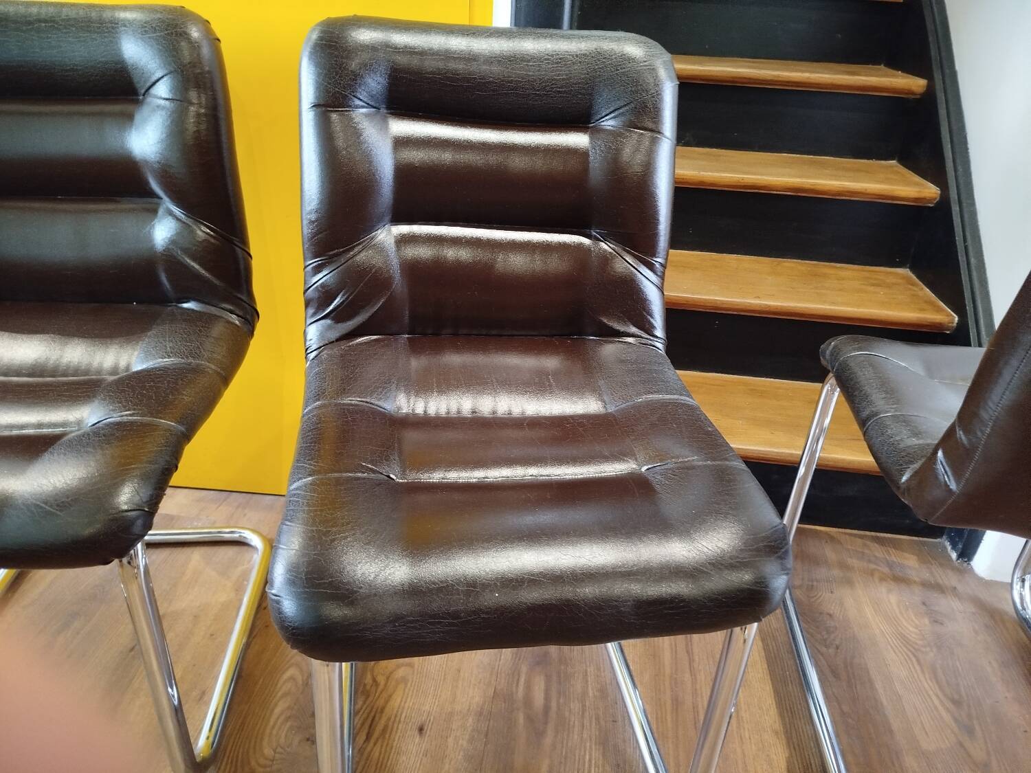 4 vintage 70s design chairs, Bauhaus/Breuer style