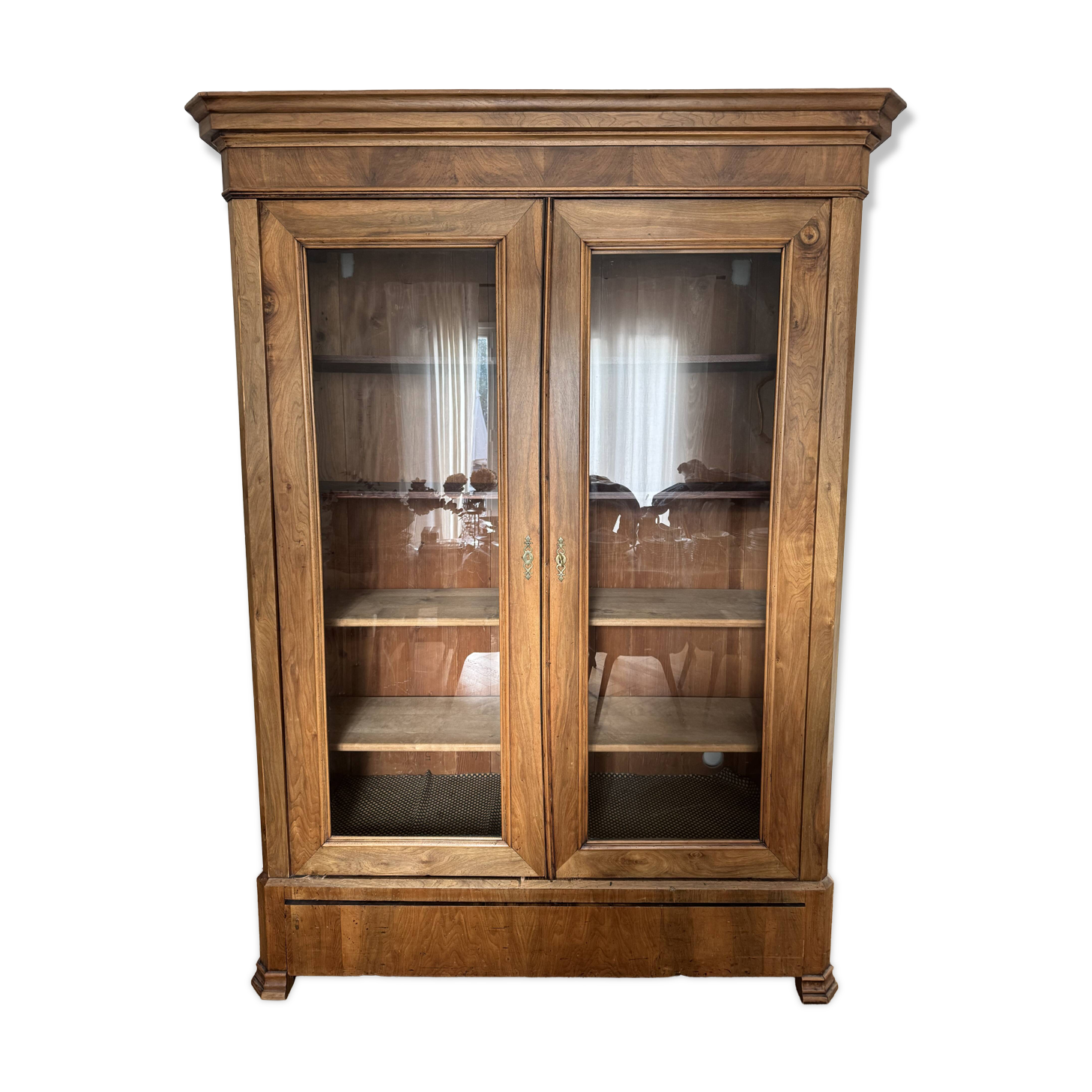 American walnut glass cabinet/bookcase
