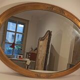 Miroir ancien en bois doré et décor floraux fins - 99x69cm