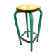 Tabouret haut d'atelier acier et bois