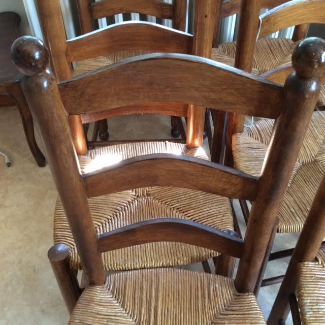 Lot de 6 chaises en bois et paille