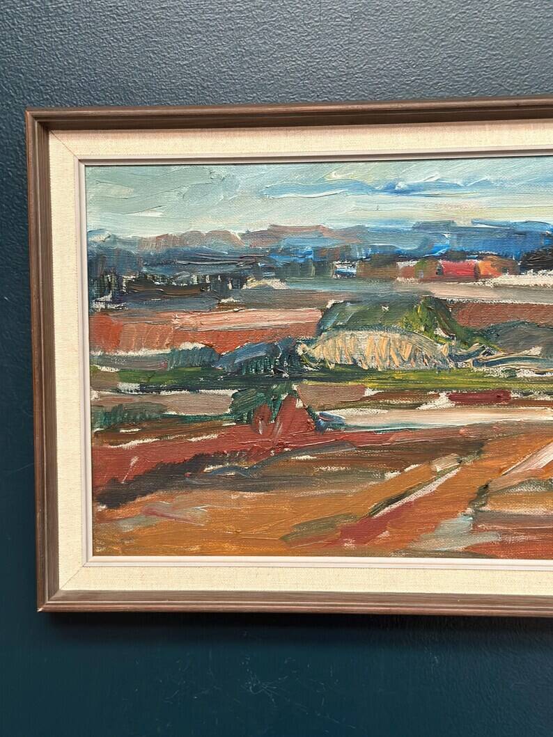 Original Swedish Oil on Canvas – “Landscape” by Jerzy Luczak‑Szewczyk (1923–1975)