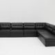 Vintage modular sectional sofa in black leather from the 1970
