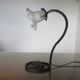 Art deco lamp in hammered wrought iron and tulip in glass, 30s 40s