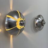 Pair of vintage wall lights, brushed aluminium, France, 1970.