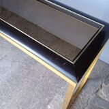 Designer console in gilded brass and glass, 1970s