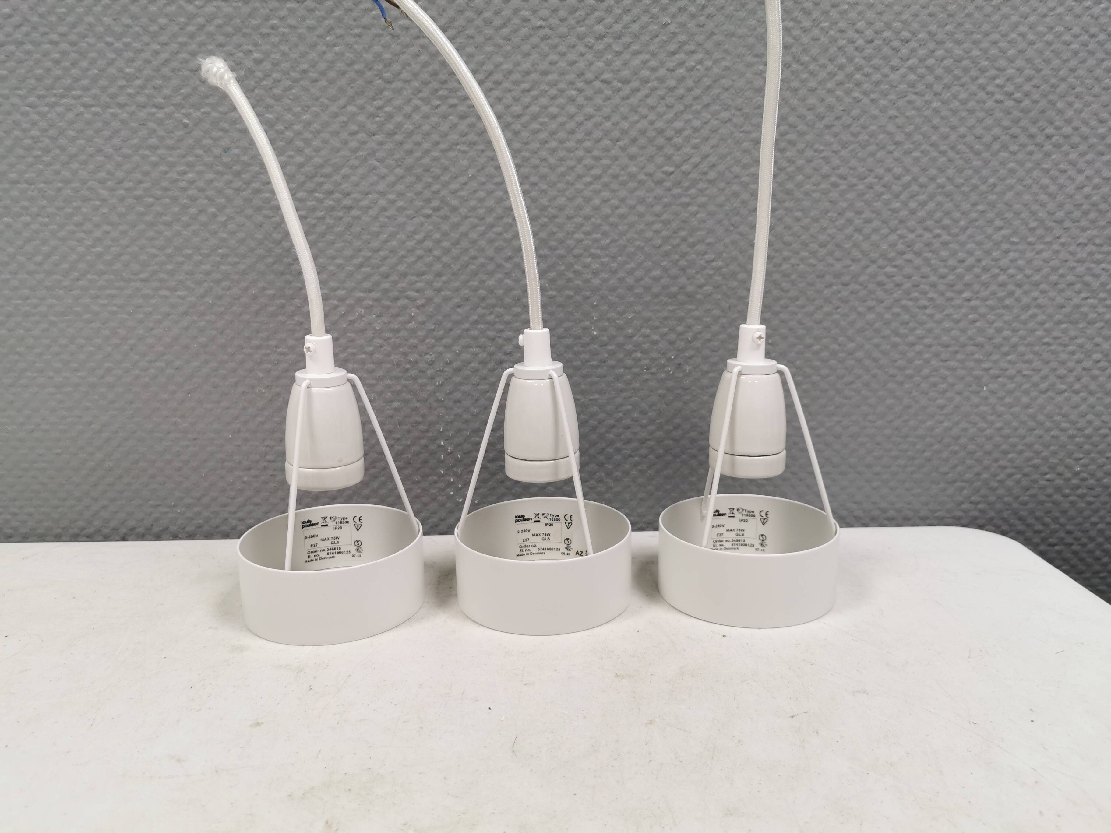 Three hanging lamps by Erik Møller for Louis Poulsen 1980s. Model "Pakhus"