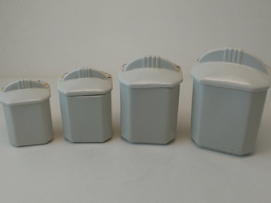 Set 4 spice pots old floral decoration