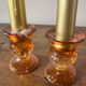 Set of 2 glass candle holders with candles