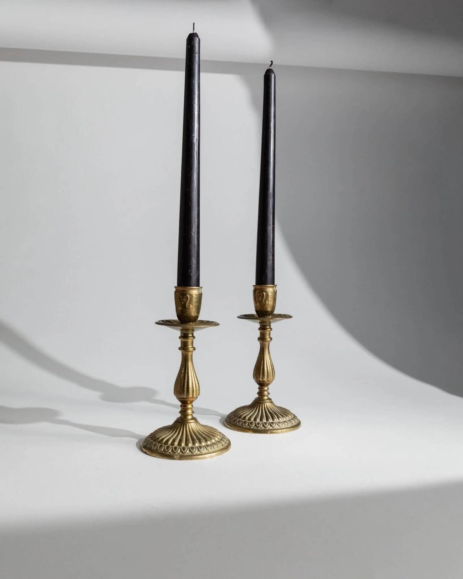 Vintage 1930s Solid Brass Candleholders Set of 2, Warm Golden-Brass, Italian Classic Table Decor