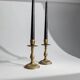 Vintage 1930s Solid Brass Candleholders Set of 2, Warm Golden-Brass, Italian Classic Table Decor