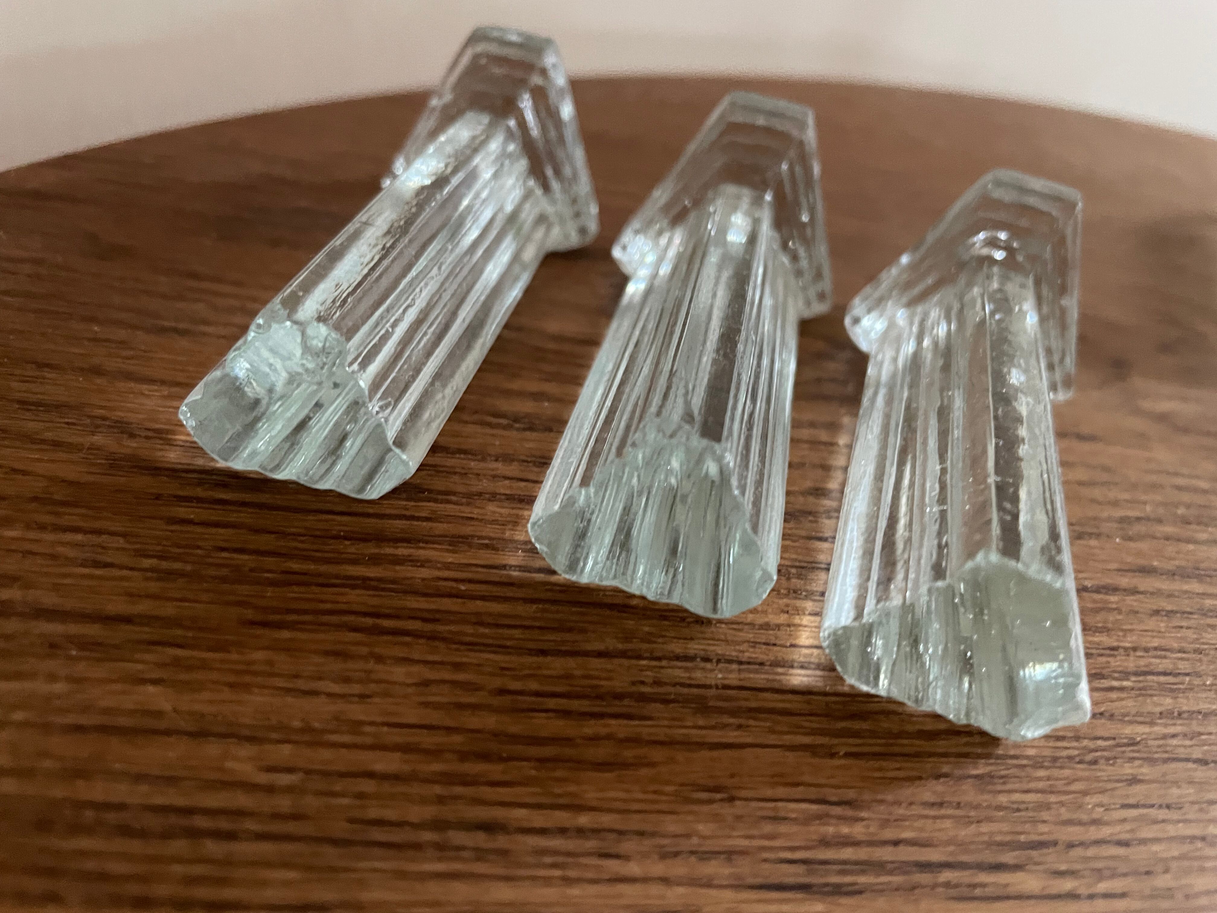 Set of 12 knife doors in vintage art deco glass