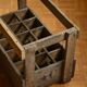 Old wooden bottles box