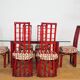 Red bamboo table by Arturo Pozzoli, 1980s, set of 7