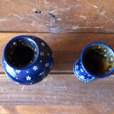 Pair of vase old gmundner keramik ceramic blue & white austria vintage