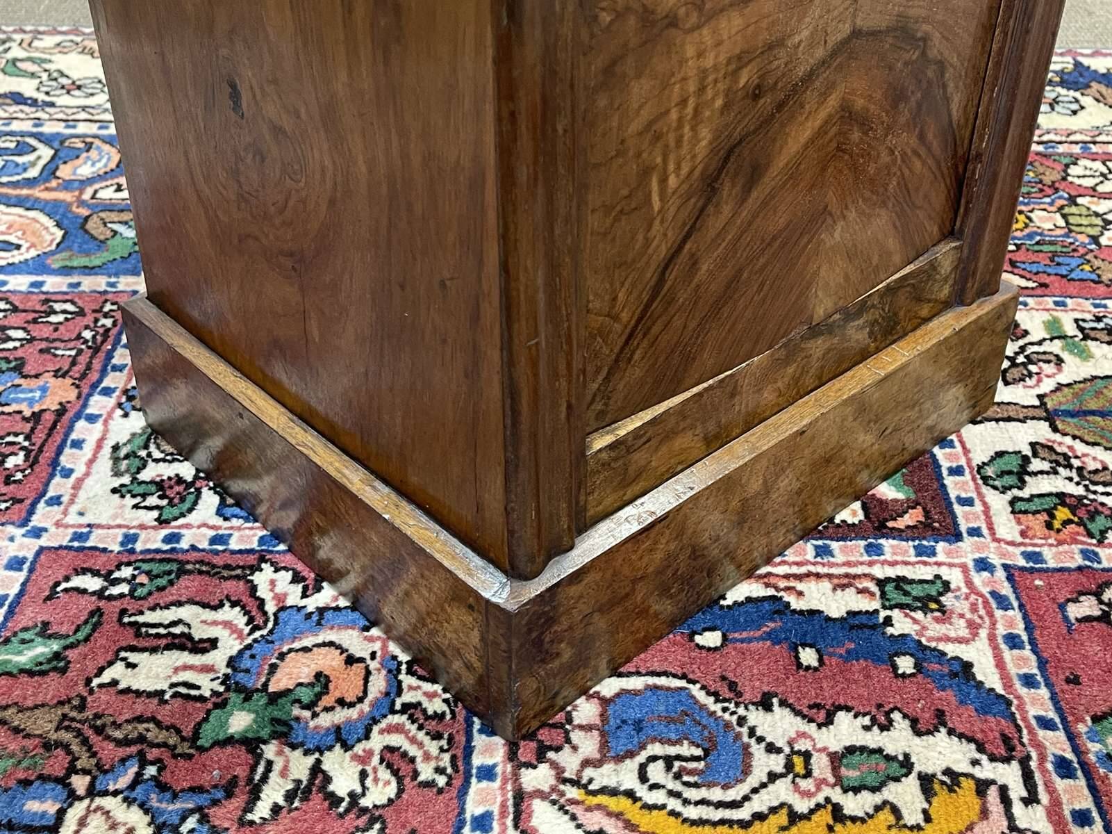 19th century bedside table in walnut, oak and marble top