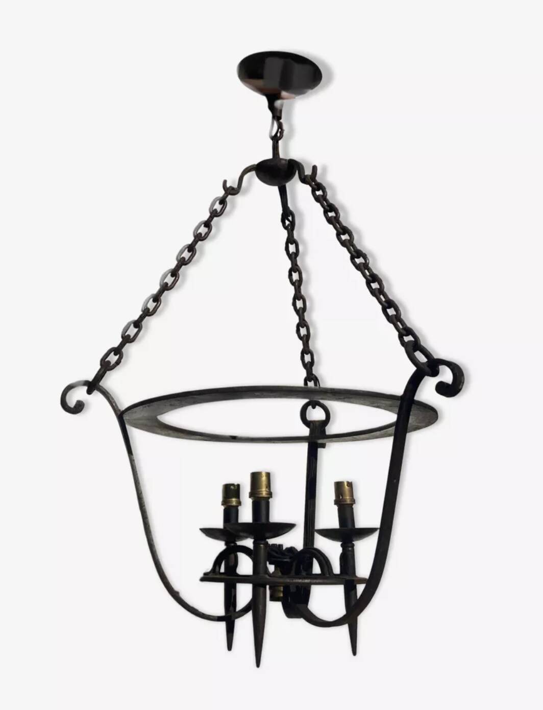 Brutalist wrought iron chandelier