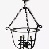 Brutalist Wrought Iron Chain Chandelier