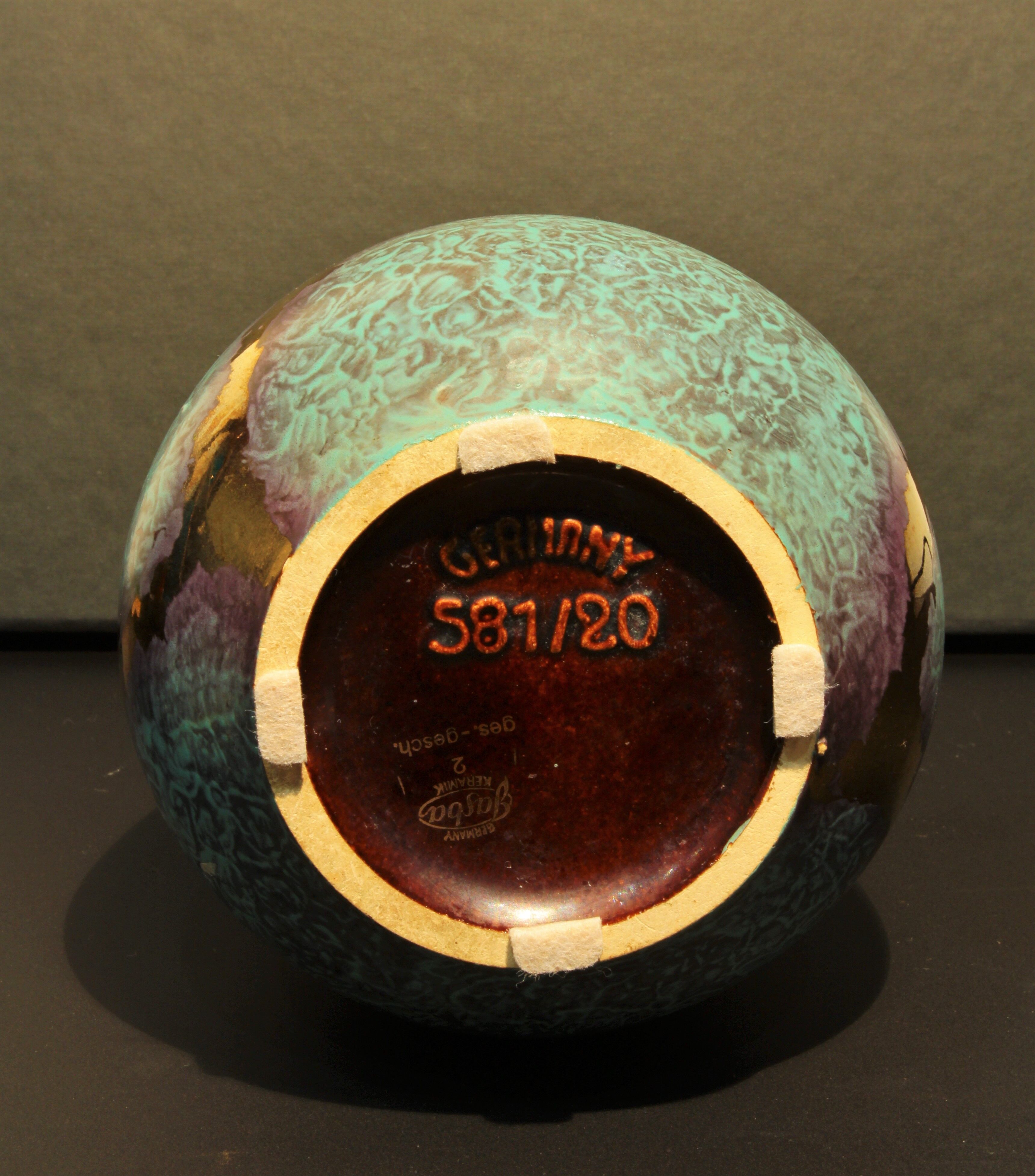 Jasba vase with blue and gold patina (c. 1950-1960)