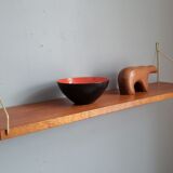 Teak and brass shelf, vintage scandinavian 1960s