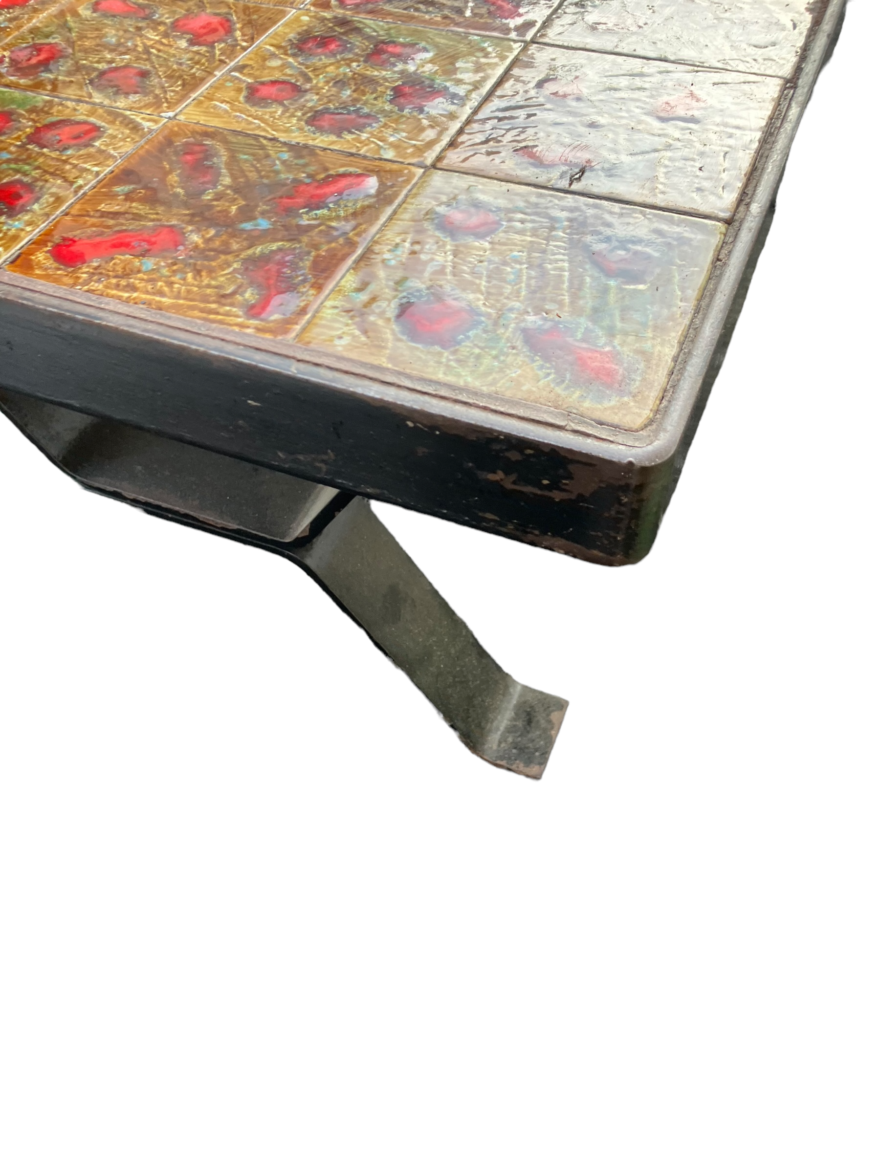 Midcentury coffee table in ceramic and cast iron