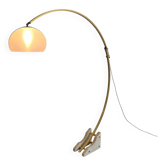 Space age Guzzini arc lamp with travertine base, Italy 1960s