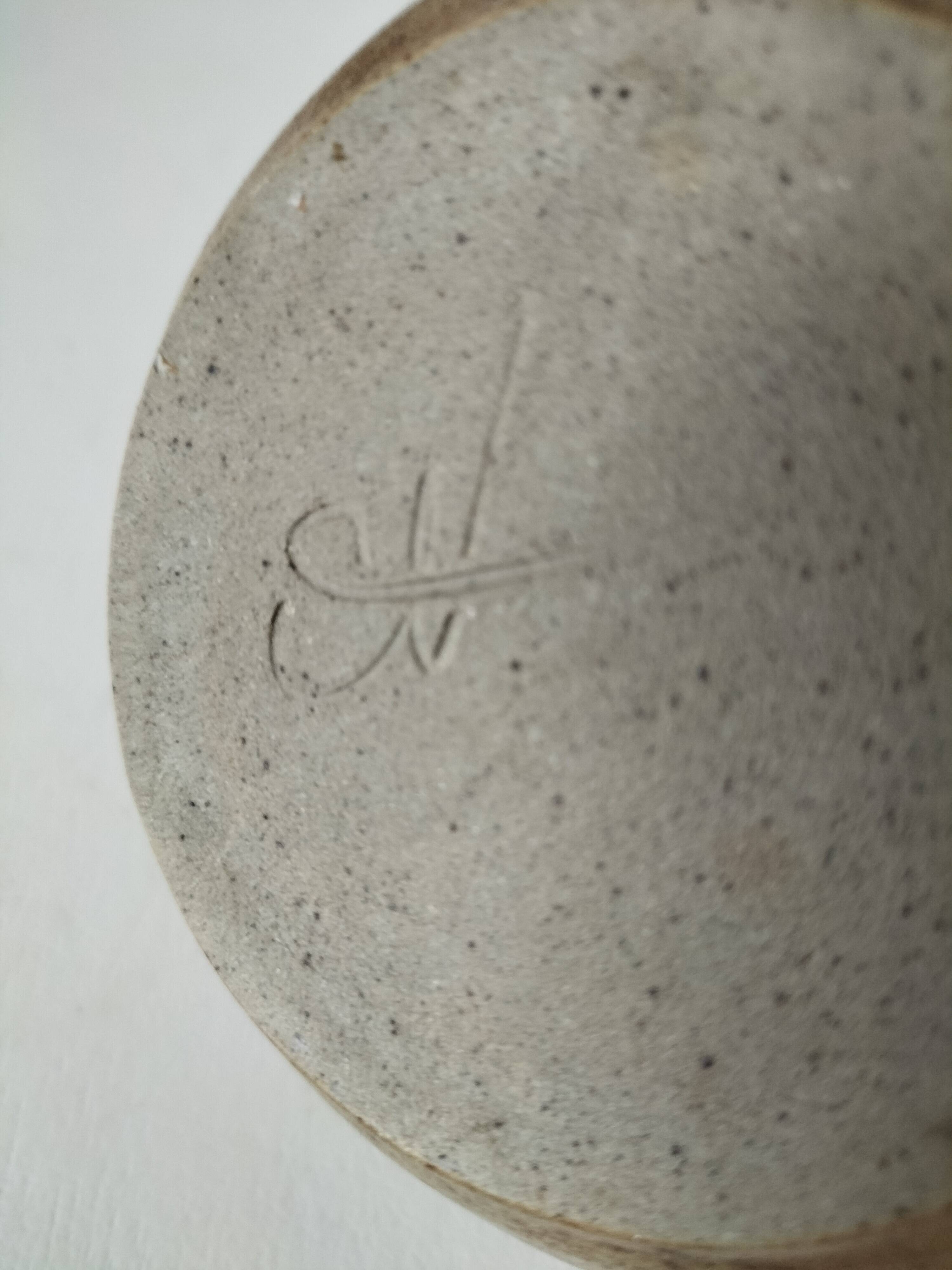 Flower vase in stoneware, signed