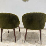 Vintage chairs - Retro chic design - Moss green fur
