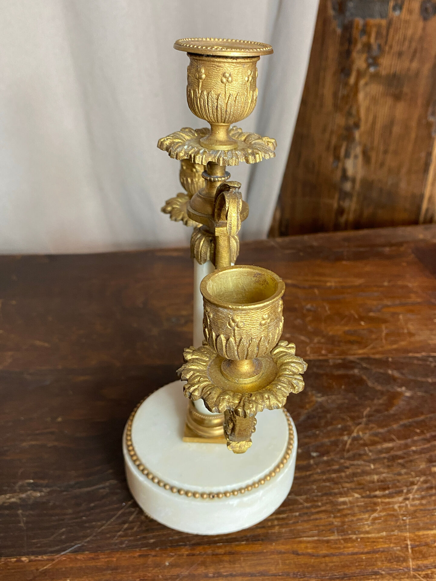 Pair of bronze and marble candelabra, France, 19th century