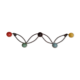 Wrought iron coat rack and wooden balls 5 hooks