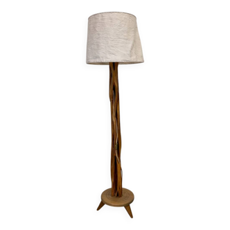 Sculptural floor lamp in twisted wood